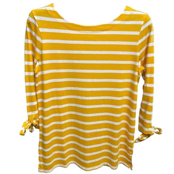 NWOT Old Navy Women's Yellow Striped Top w/ Tie Sleeves, Medium - Picture 1 of 5